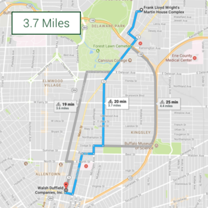 Map to get to the Darwin Martin House